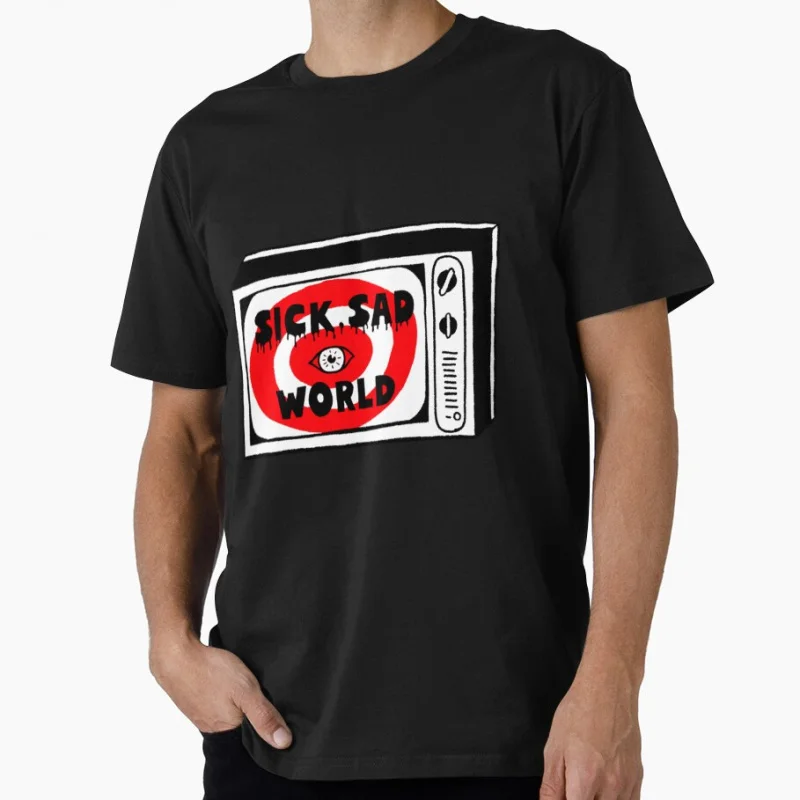 

0827# 90s Nostalgia cartoon Retro Sick sad world tv shows Gift t shirt for man Large size Tops S-6XL 100% cotton print Clothes