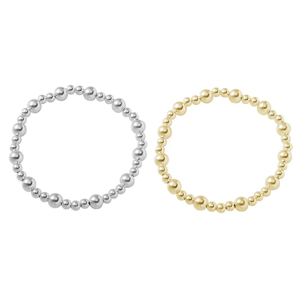 

Fashion 925 sterling silver bracelet round transfer beads Birthday gift Silver jewelry Stretch bracelet new