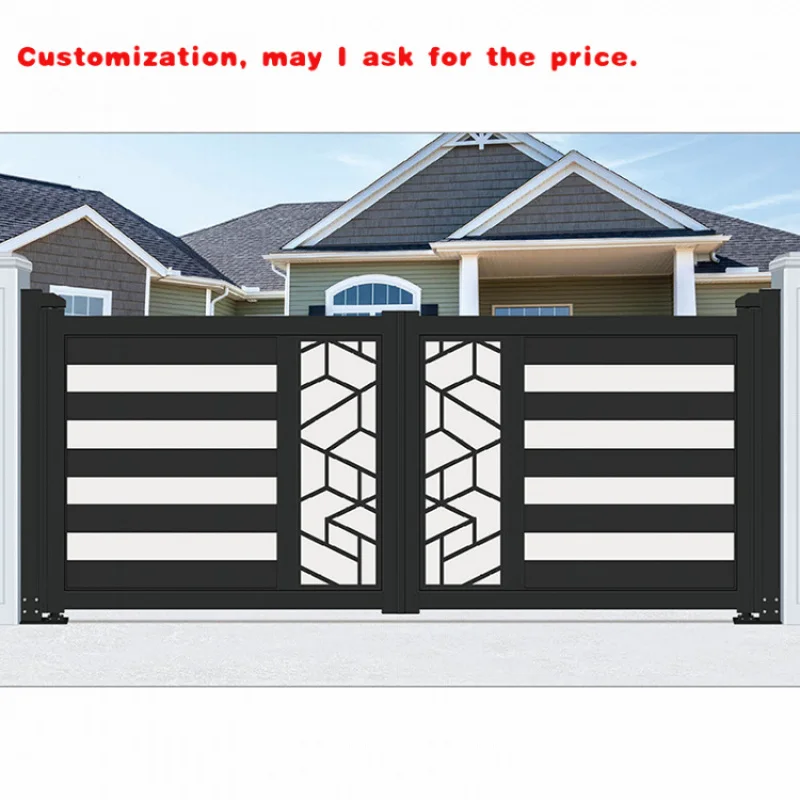 custom.Courtyard Fence Door Aluminum Sliding Auto Gate with Coating