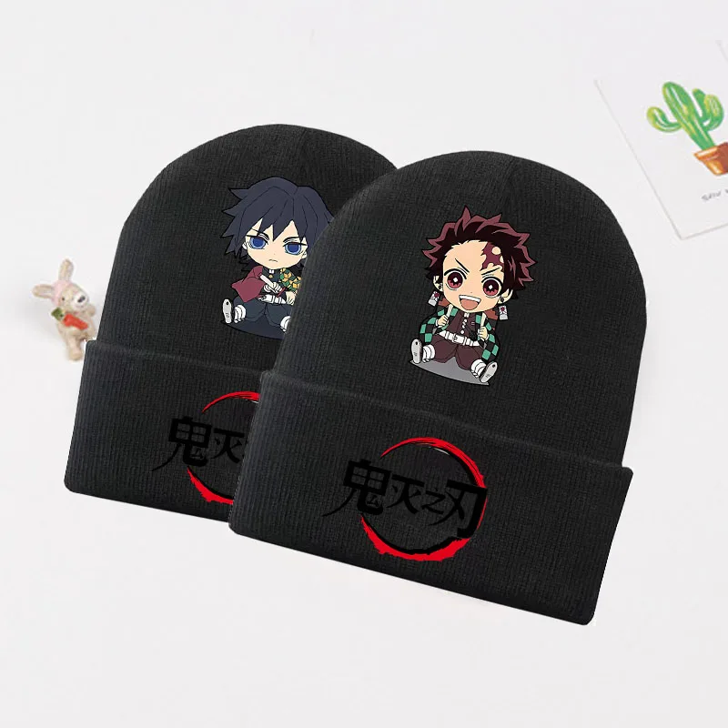 

Demon Slayer Anime Children's Knitted Hat COOL Boys' Cold Hat Solid Color Autumn and Winter Sports Cycling Hip-hop Knitted Hat