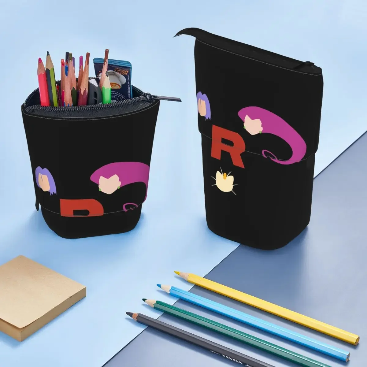 

Letter R Team Rocket Logo Reversible Pencil Case for Studen Gifts Pen Box Pencil Bag Stationery Supplies Pen Holder Bag
