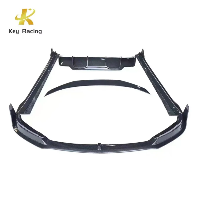 Carbon Fiber V Style Front Lip Rear Bumper Diffuser Side Skirts Rear Spoiler For Tesla Model 3 Body Kit