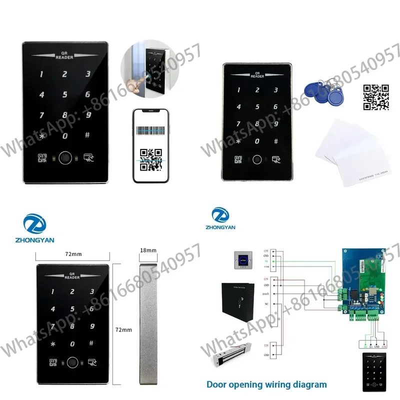 Metal QR Code IP68 Waterproof Touch Keypad EM4100 ID 125Khz RS232 USB RFID QR Code Scanner Access Control