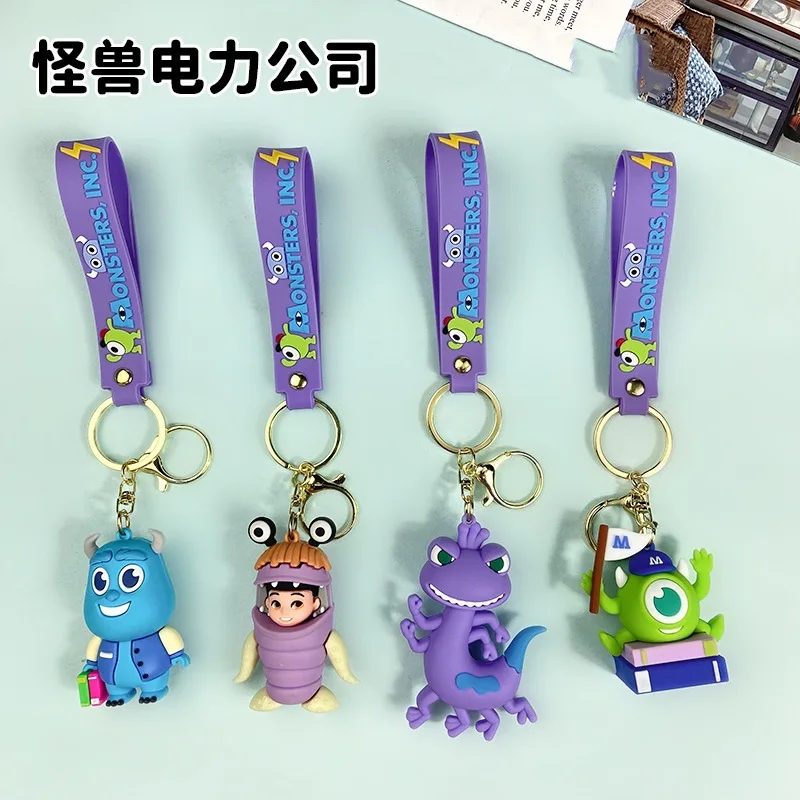 Creative cartoon monster power company keychain shaggy monster monocle chameleon key chain men and women pendant