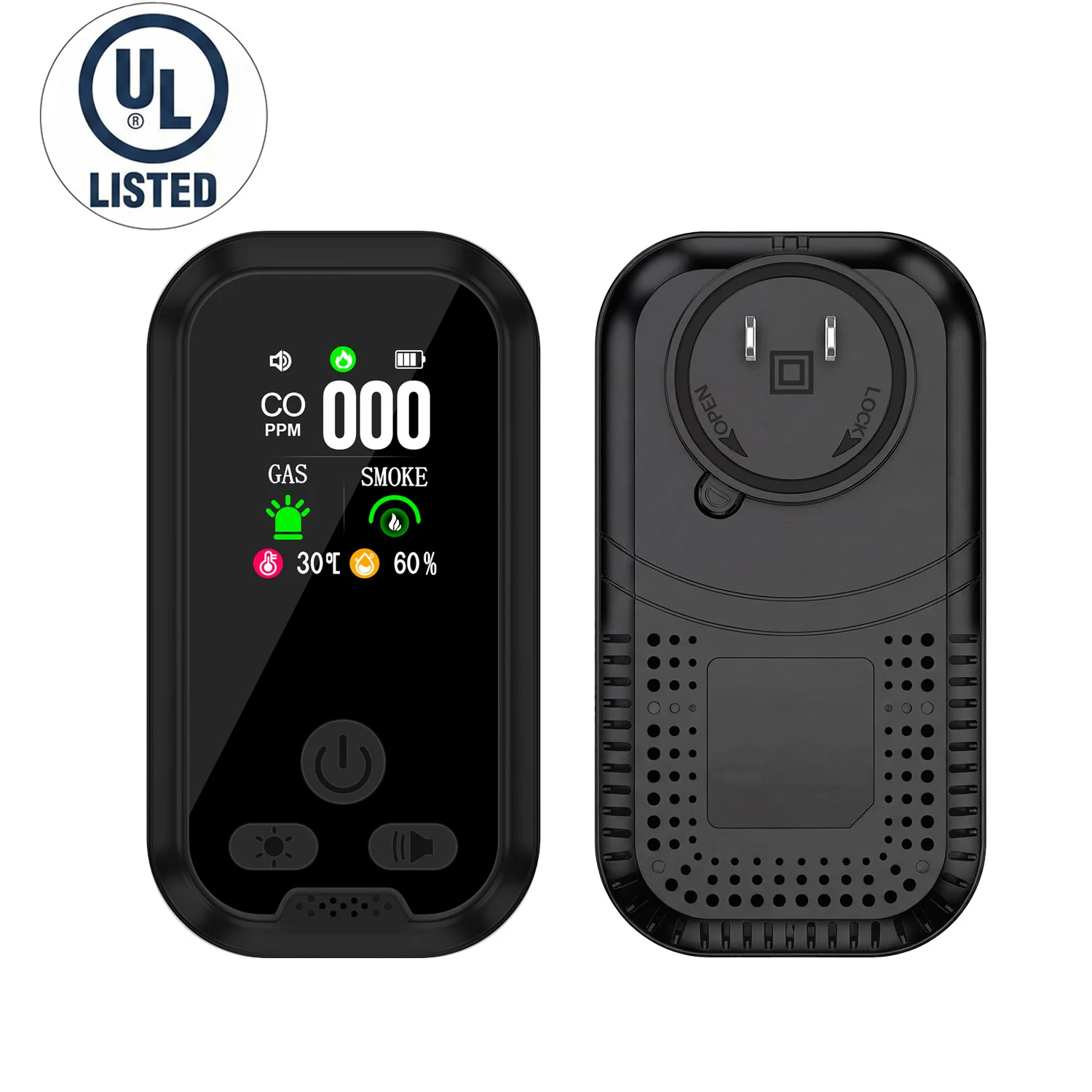 UL Listed 5 in 1 Plug in LPG Gas Detector  Smoke Carbon Monoxide Propane Methane Alarm Built-in Battery Backup for Home