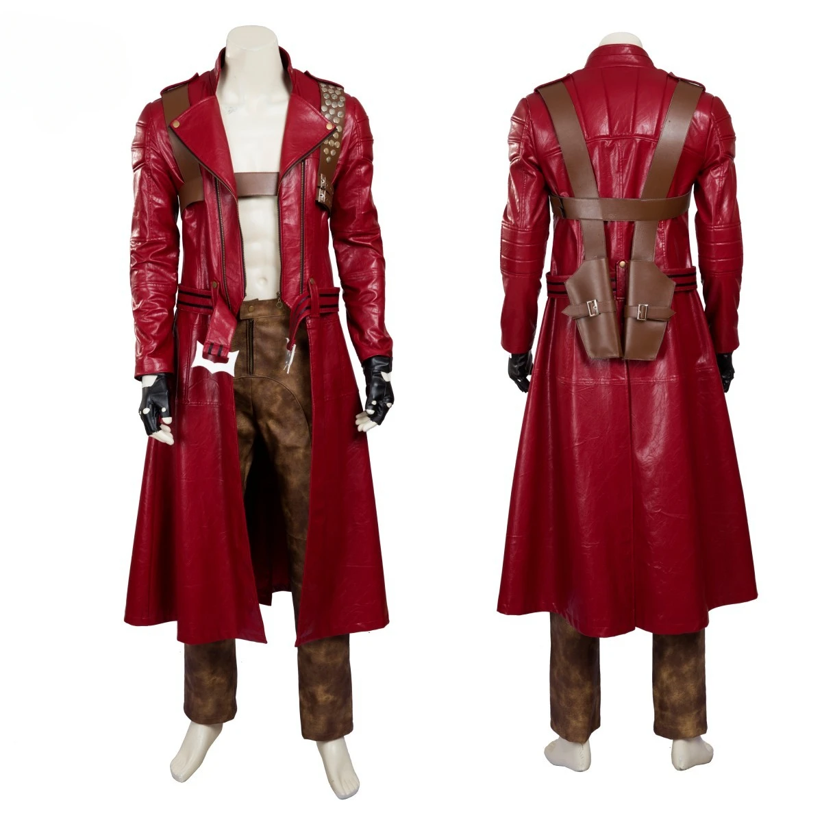 Dante Cosplay Costume Men's DMC 3 Costume Deluxe Leather Battle Suit Jacket Trench Pants Adult Halloween Party Roleplay Outfits