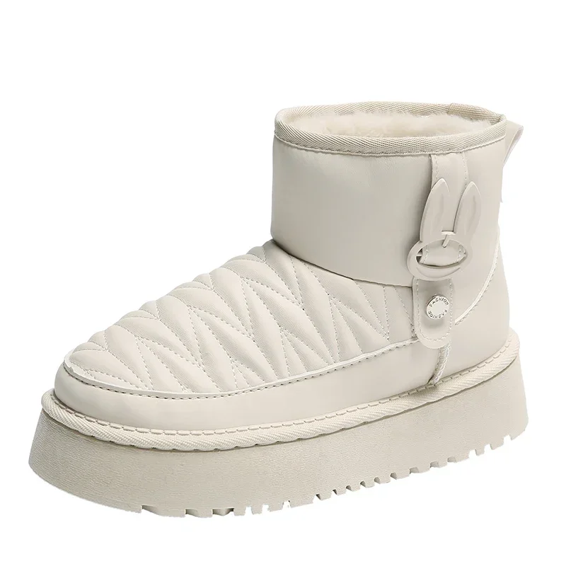 Bottes de neige en peluche pour femmes, chaussures à plateforme ronde, bottes courtes imperméables, mode féminine, designer, 2023