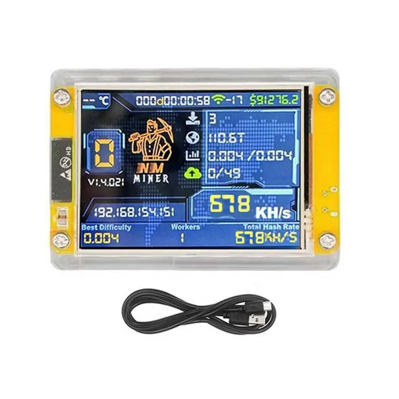 Miner Nerdminer Actualizado 678KH/S para Bitcoin, Minería Individual de Criptomonedas, Pantalla Inteligente de 2.8'', Alta Velocidad de Minería - L94A