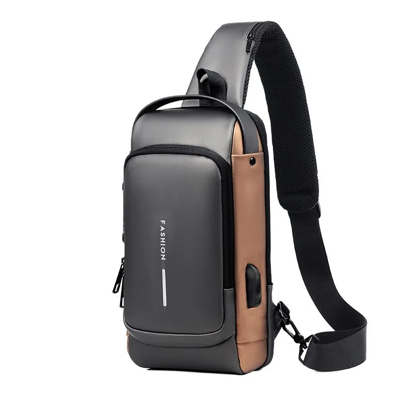 Imagem -02 - Multifuncional Crossbody Travel Strap Chest Bolsa Bolsa Anti-roubo Messenger Bolsa de Ombro Usb para Homens