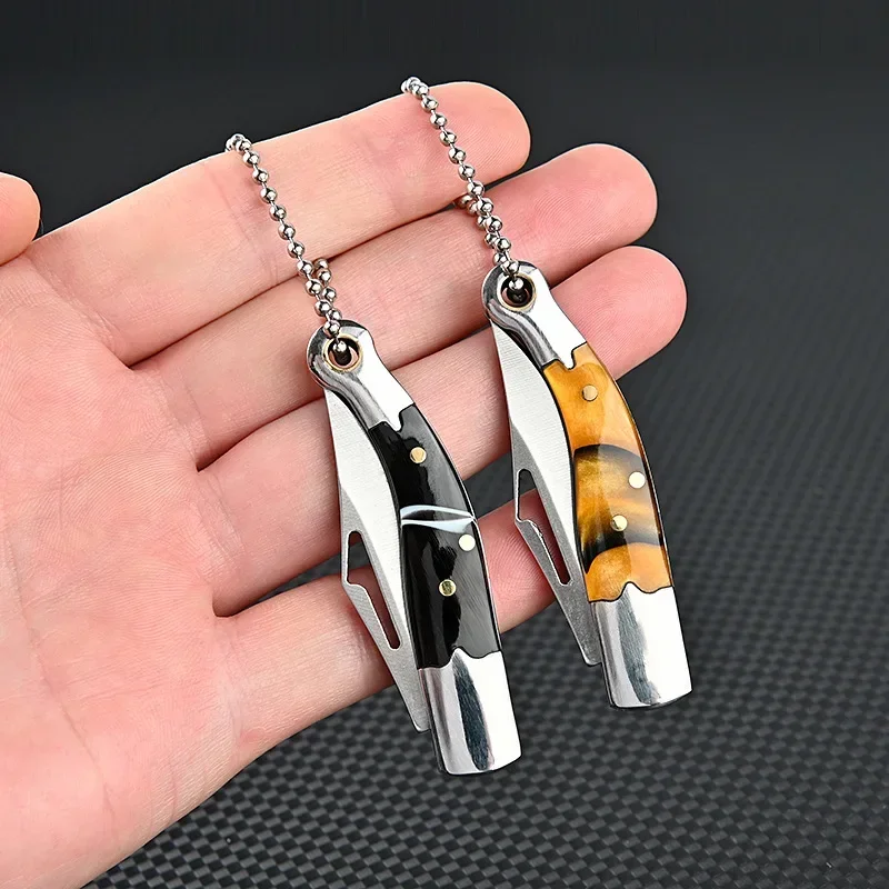 Mini Folding Pocket Knife,3CR13 Sanding Blade,Resin Steel Handle,Quick Disassemble Keychain EDC,Camping Fruit Peeling Knife