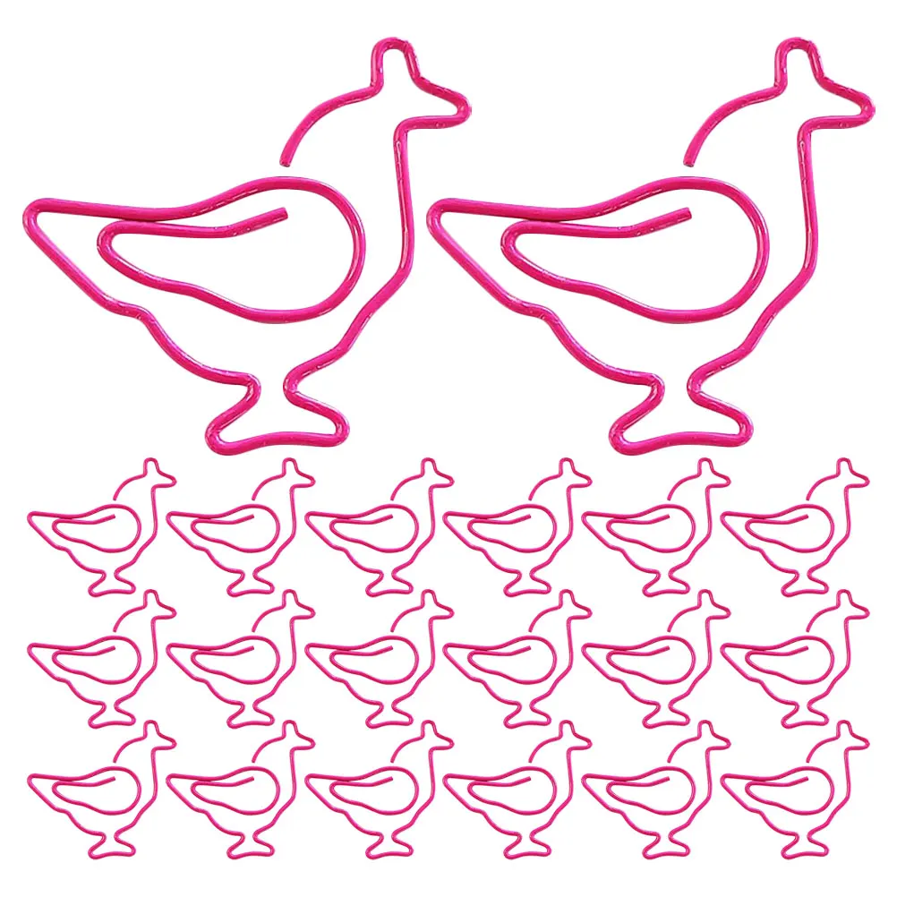 

50 Pcs Chicken Bookmark Paper Clips Animal Paperclip Office Supplies Rosy Metal Bag for Food Storage