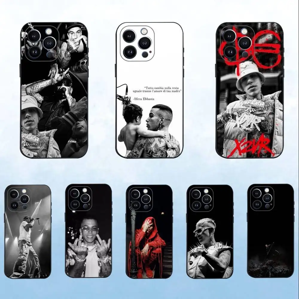 

Rapper S-Sfera E-Ebbasta Phone Case For iPhone 16,15,14,13,12,11 Plus,Pro Max,XS,X,XR,SE,Mini,8,7,Soft Silicone Black Cover