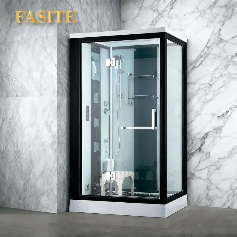 For Integrated Square Shower Room with Bottom Basin All in One Bathroom Unit Household Bath Enclosure Space Saving Easy