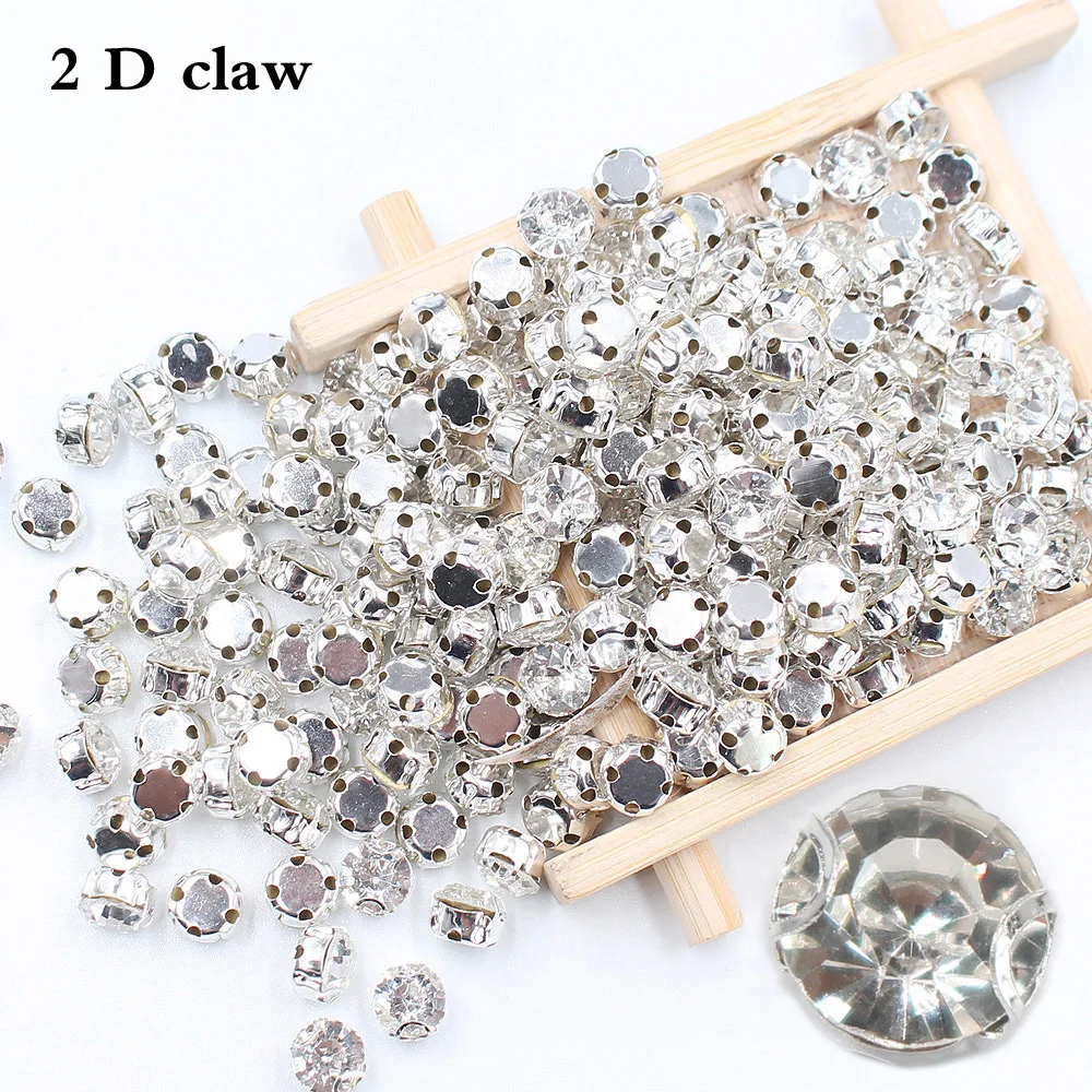 3D Claw Sewing Rhinestones Gold Base Flatback Crystals Glass Strass Garment Dress Beads Non Hotfix Rhinestones For Clothes Gems