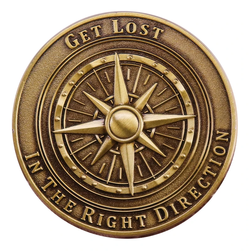 Get Lost In The Right Direction Adventure EDC Challenge Worry Coin