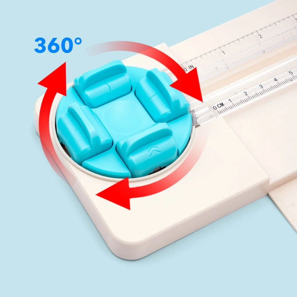 

Photo Hand Account Paper Crafts Plastic Paper Cutting Tool 4-In-1 Paper Cutter Paper Trimmer with Dial Blades Multi-Functional