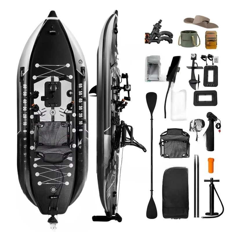 Single People 122widened Design for Stability Inflatable Fishing Pedal Kayak Lightweight Foldable Effortless for Fishing