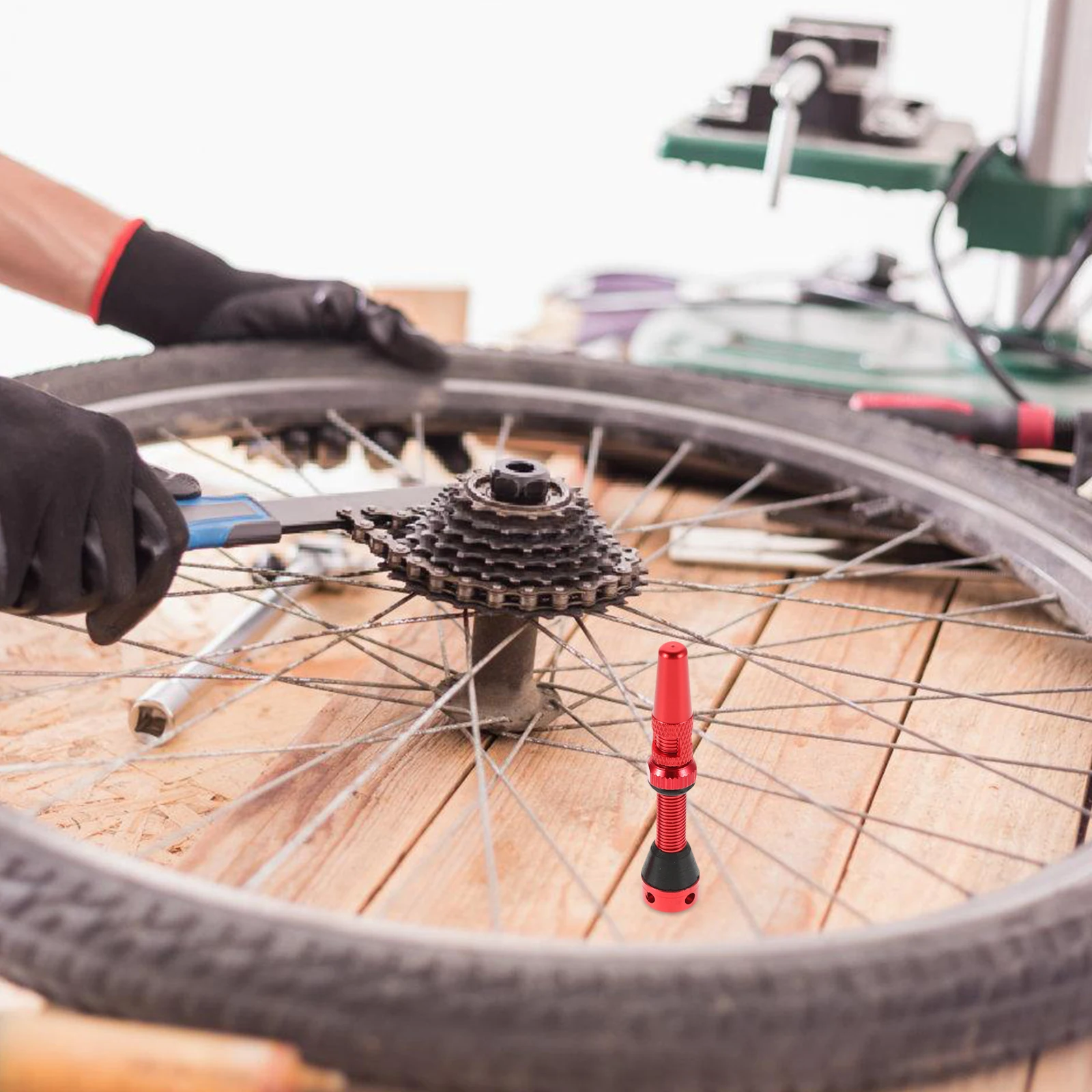 

2pcs Bicycle Valve Stem Red Aluminum Alloy French Tubeless Valve Set For Bike Tire Side Hole Design Lightweight Durable