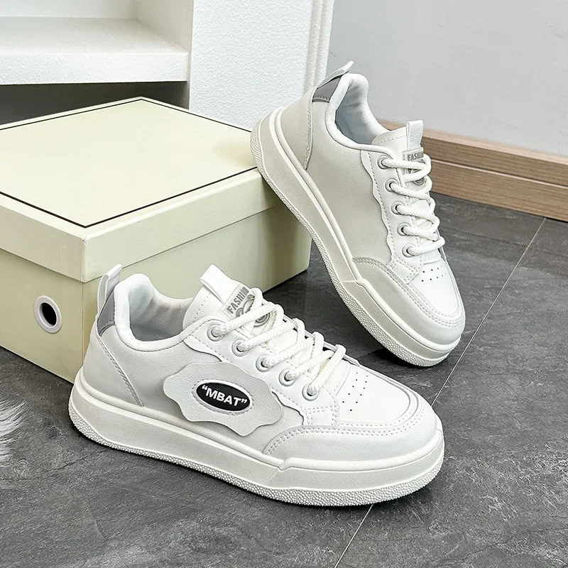 Zapatos de entrenamiento blancos, zapatos de plataforma alta, tacones altos para mujer, deportes casuales