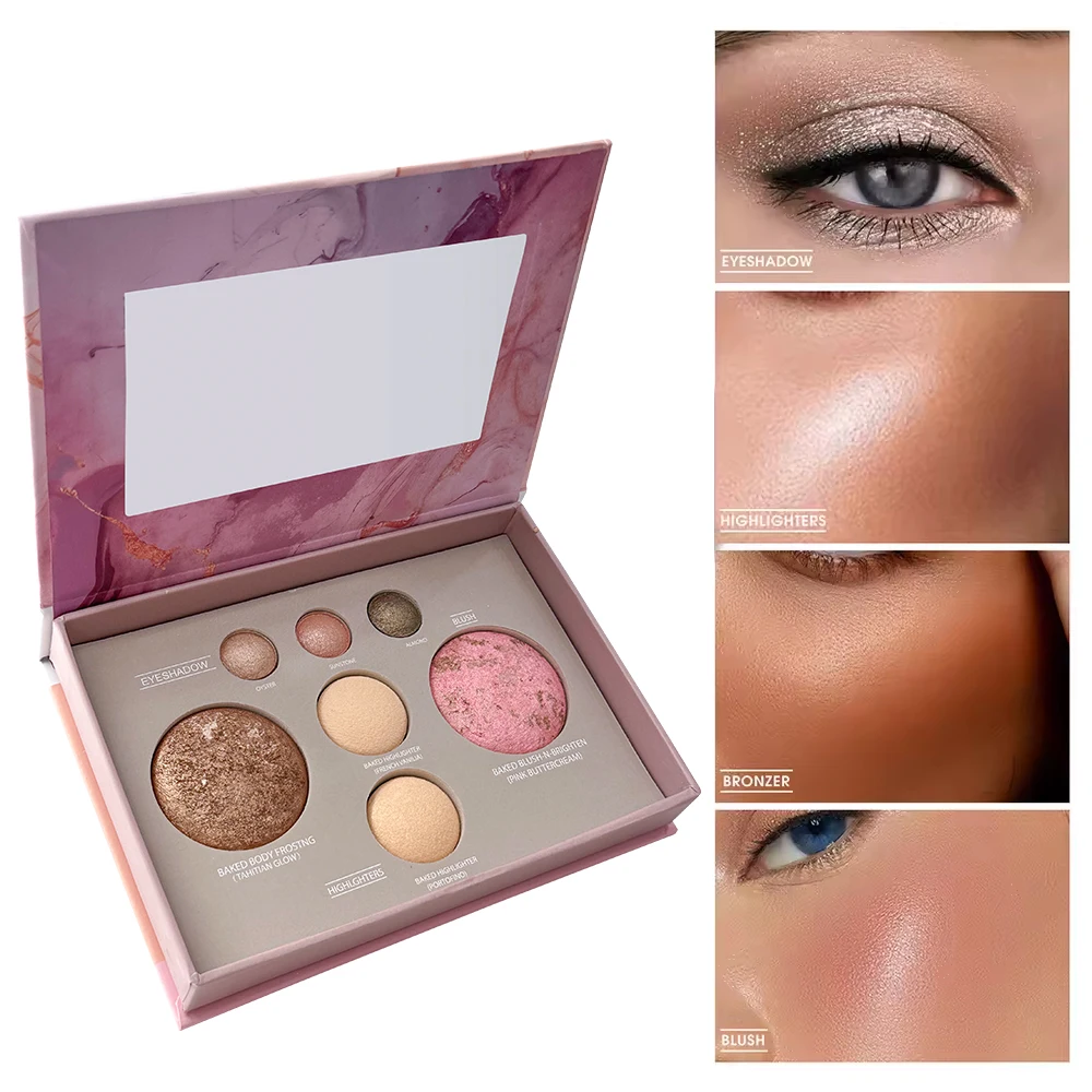 Multi-functional portable makeup palette, 7-color eyeshadow, contour, blush, highlighter all in one palette, easy to apply