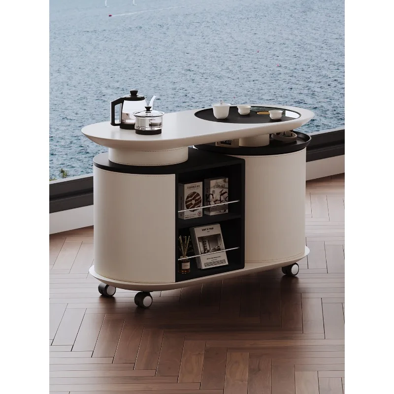 Movable   table Italian minimalist side table Solid wood simple coffee