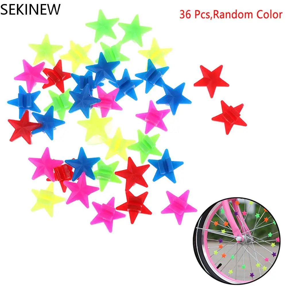 

25/36Pcs Colorful Spoke Beads Safety Kids Clip Bicycle Round Love Heart Stars Wheel Bike Accessories Decoration Bead