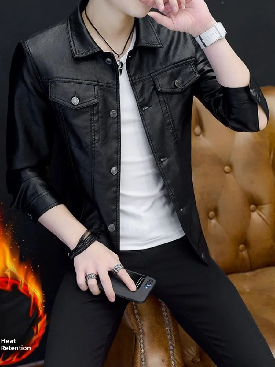 

Мужская приталенная куртка из мягкой кожи, повседневная, в байкерском стиле, модная, весна-осень, новинка, Cleanfit, с длинными рукавами, двусторонняя