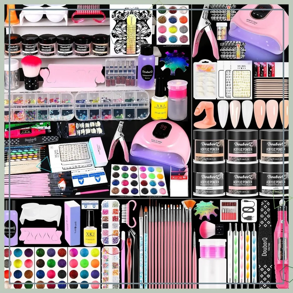 مجموعة أظافر أكريليك كاملة مع مثقاب وإضاءة للأشعة فوق البنفسجية، مجموعة أدوات تشغيل احترافية للمبتدئين #1