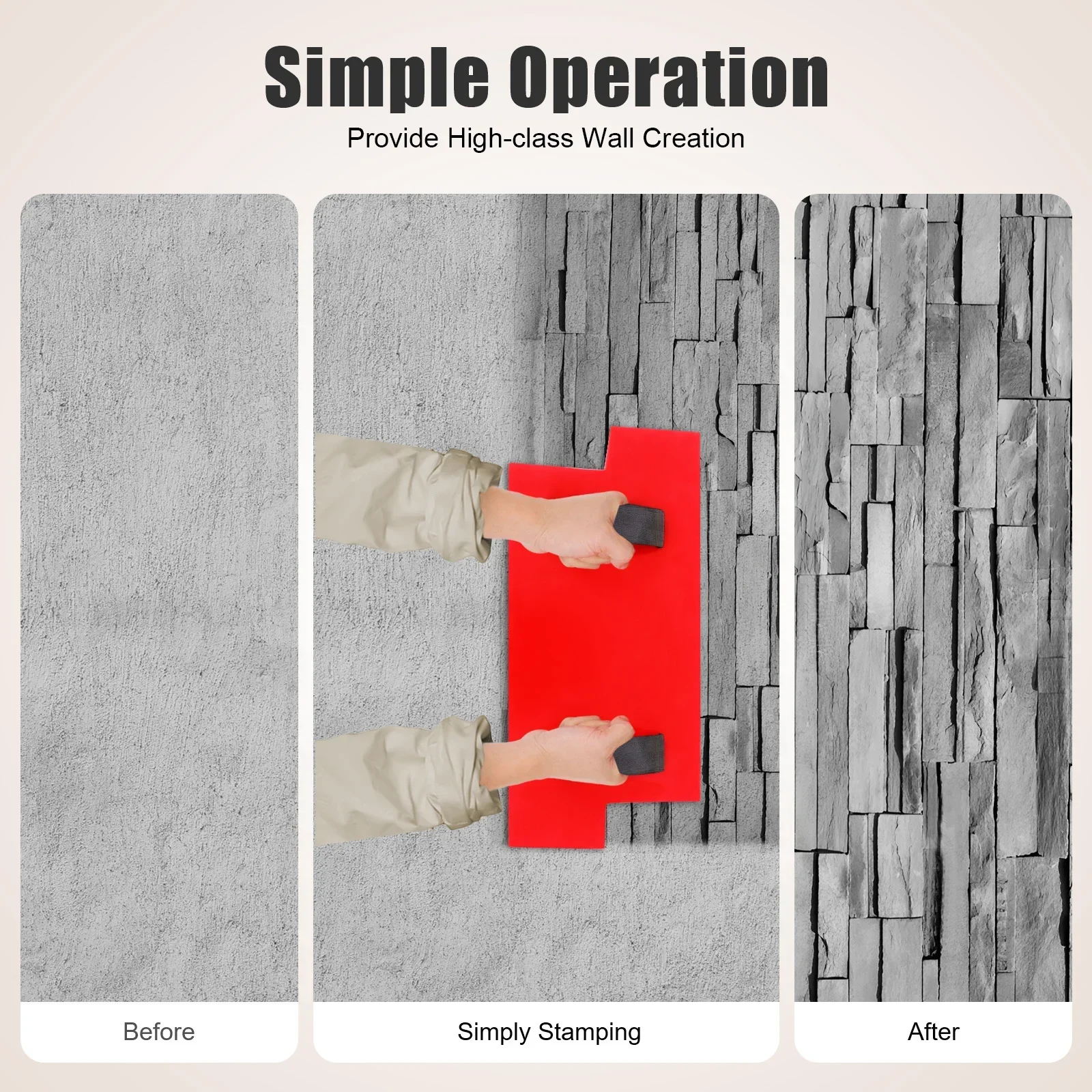 

Stone Texture Concrete Stamp Pad，40*20*1.5cm Polyurethane Creative Wall Molds， for House Garden Decor Texture Wall Floors