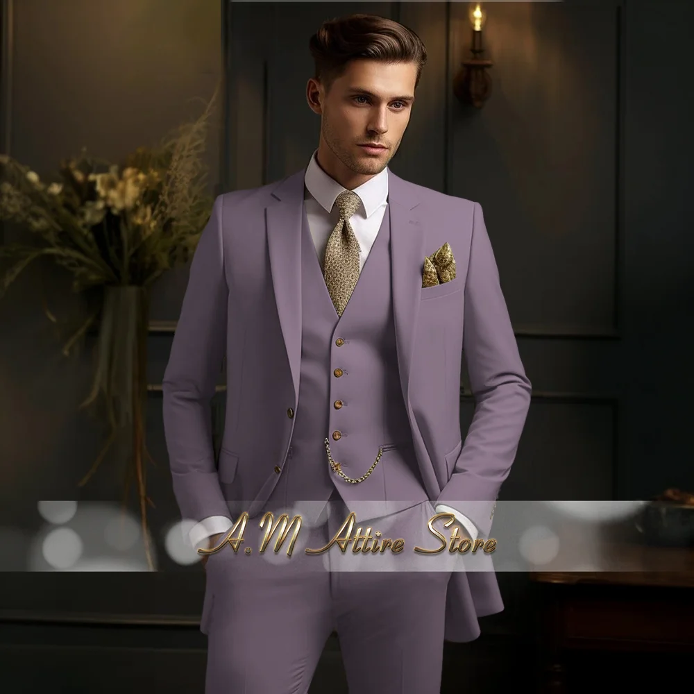 Sophisticated Sage Green 3pcs Suit for Men Jacket Vest Pants Premium Modern Tailored Set for Wedding Groomens Banquet Party Gift