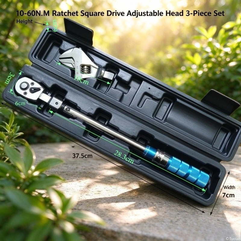 Multifunctional Ratchet Torque Wrench Set, Square Drive, Adjustable Head, Auto Repair Tool Kit