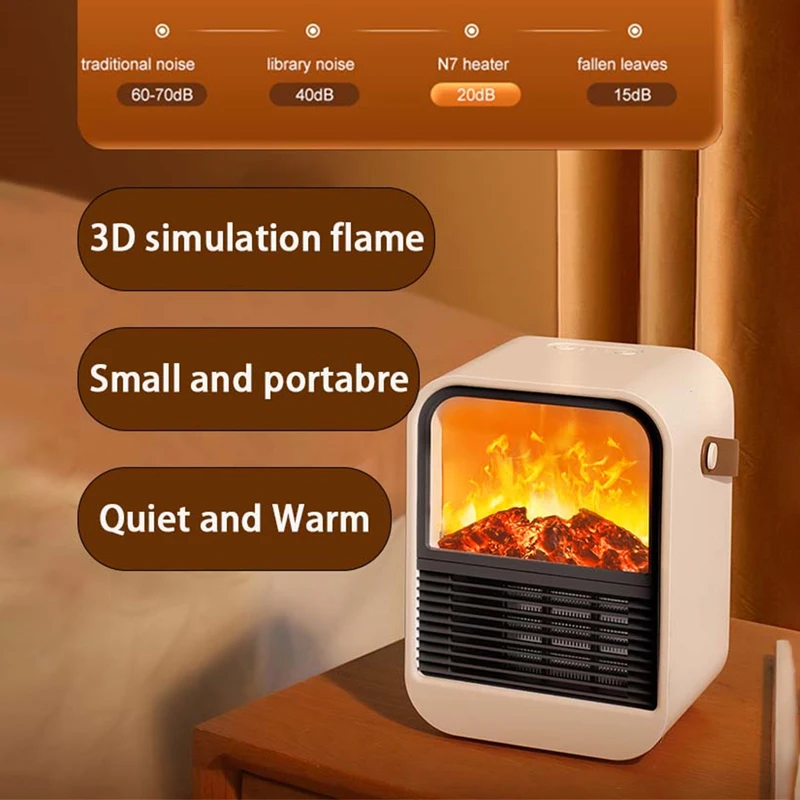 2023 New 3D Flame Heater Office Desktop Heater Portable Household Small Electric Heater PTC Speed Heater Hot Sale