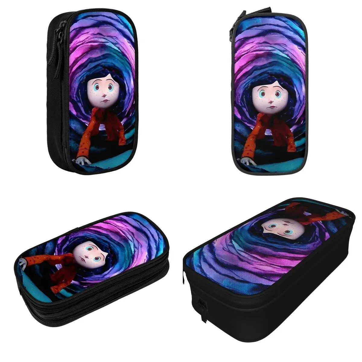 Cartoon Coralines Movie Pencil Case Gothic Animation Halloween Pen Holder Bag Student Big Capacity School Cosmetic Pencilcases