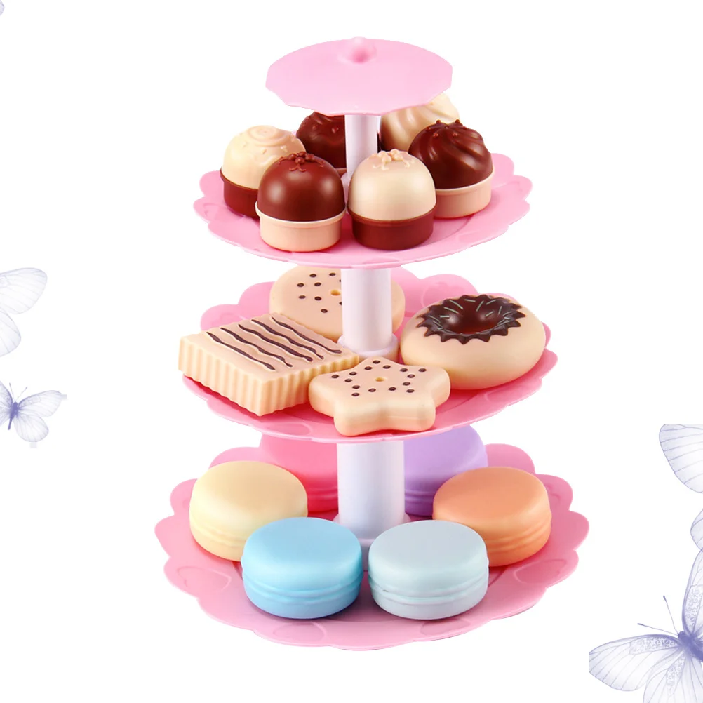 1Set Dessert Tower Simulation Macaron Cake Holder for Kids Children Girls Creative Afternoon Tea Playset Enhance Color