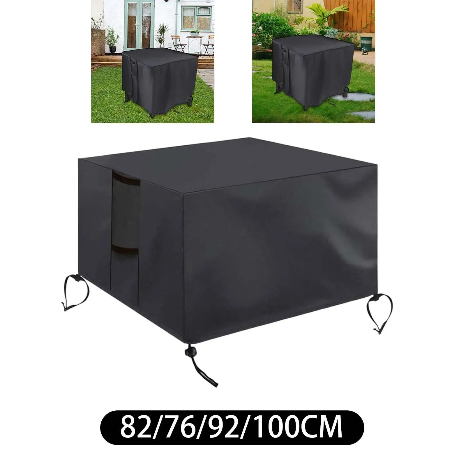 Fire Pit Cover Weatherproof Windproof Tear Resistant Premium Fire Pit Table Cover for Table Furniture Outdoor Yard Garden
