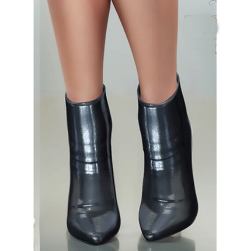 

Black Mid Calf Leather Boots Pointed Toe Thin High Heel Sexy Fashion Cool Summer Casual Big Size Woman Shoes Zapatillas Mujer