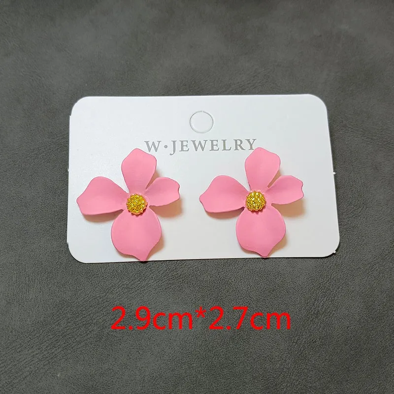 Green White Pink Yellow Black Red Purple Flower Earrings For Women Jewelry Party Office Leisure Travel Stud Earrings Accessories