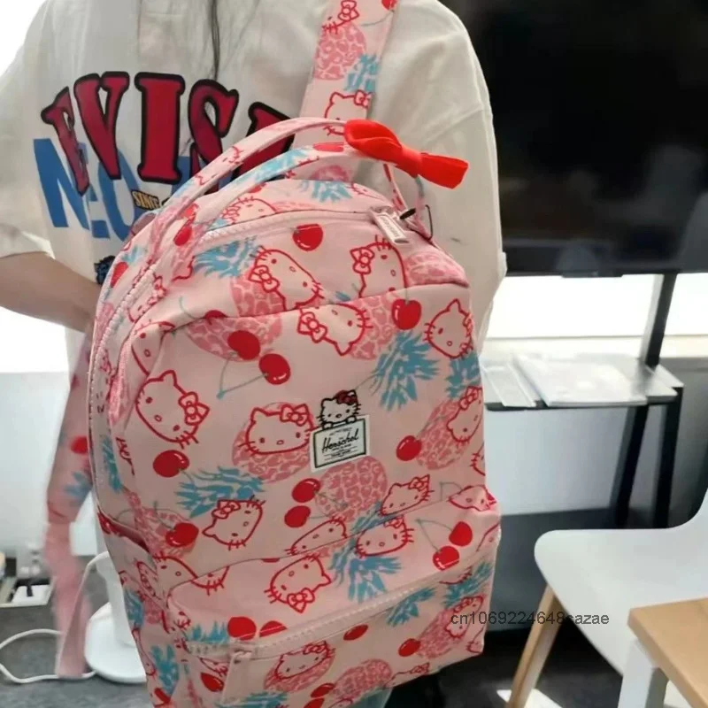 Sanrio Hello Kitty Modny różowy plecak Śliczny słodki miękki tornister Y2k dla dziewczynki w stylu japońskim Nowa lekka torba na ramię