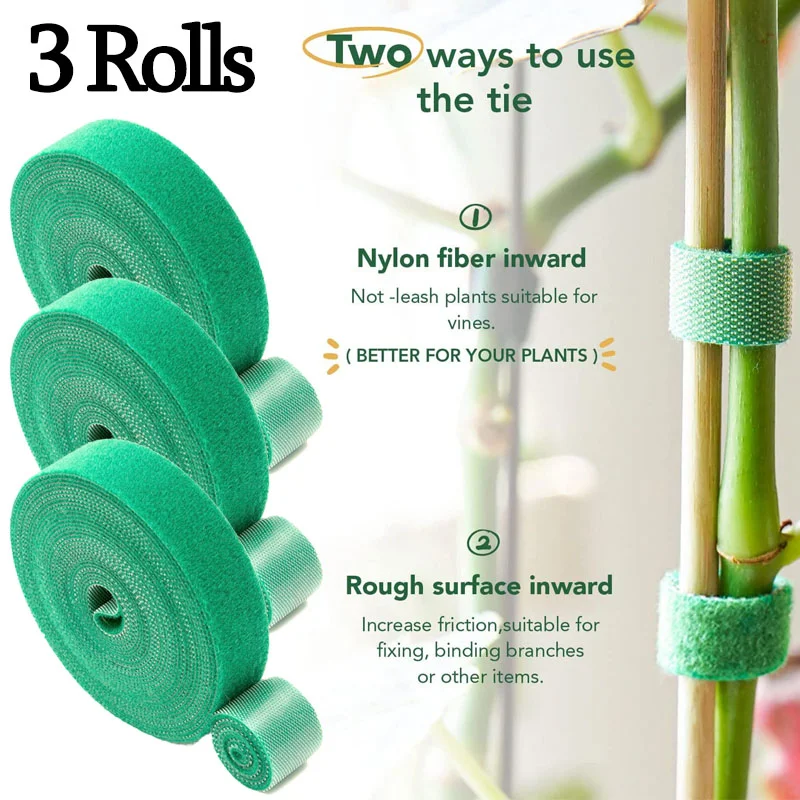 Plant Ties Green Adhesive Fastener Tapes Nylon Plant Bandage Hook Loop Garden Bamboo Cane Wrap Support Garden Accessories