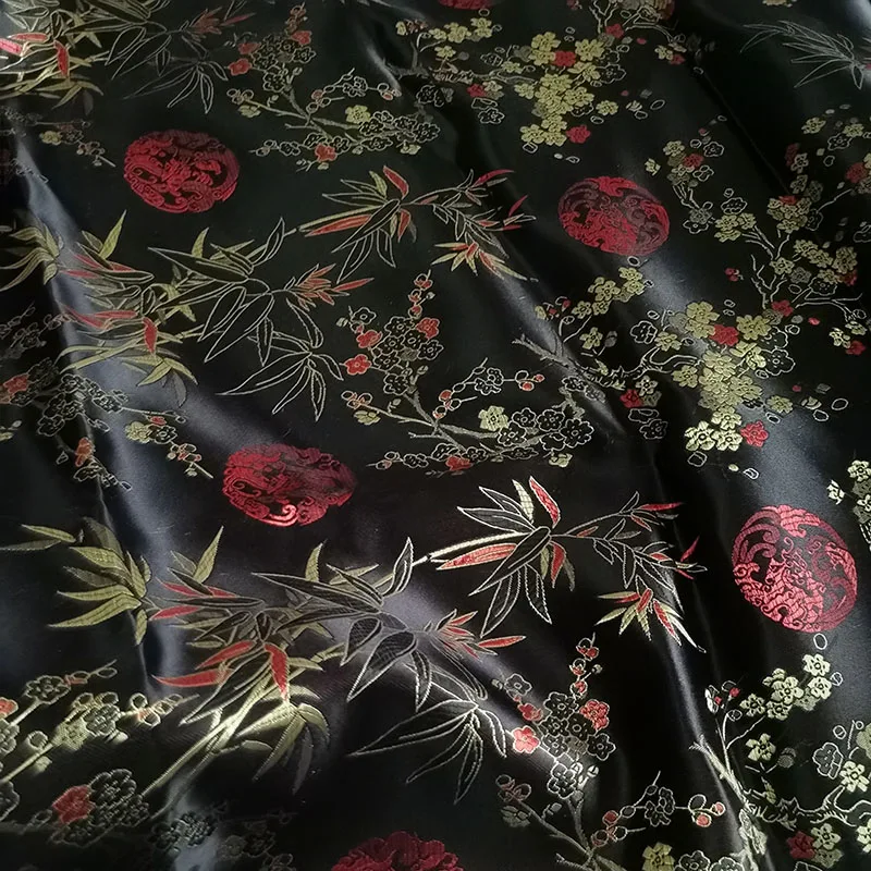 France imported black jacquard tapestry satin 3D jacquard brocade fabric for dress cushion cover curtain patchwork 114cm width