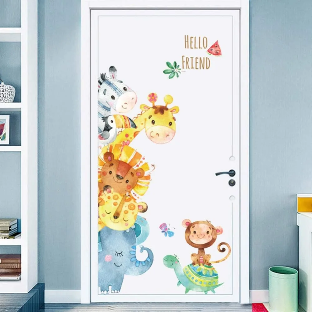 

Jungle Animal Wall Decals – Safari Wall Stickers with Cute Giraffe, Monkey, Elephant – Removable DIY Wall Decor for Nur