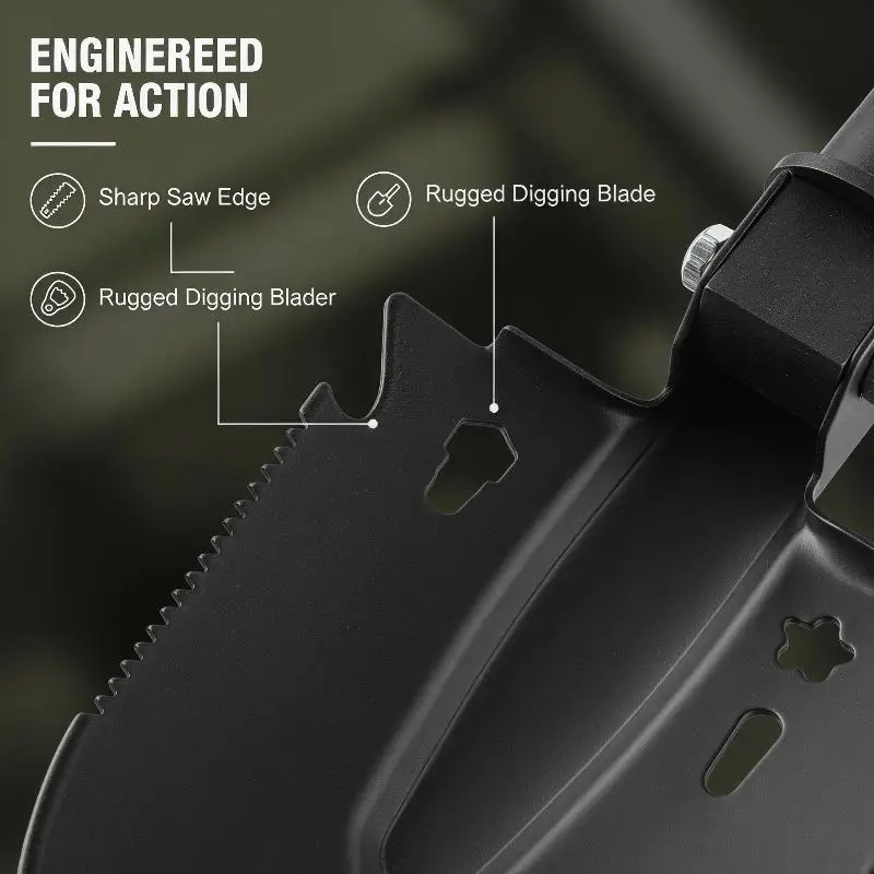 New Survival Shovel Multi-Tool, Portable Engineer Shovel For Disaster Recovery,Car Emergency,Camping,Digging,and Gardening
