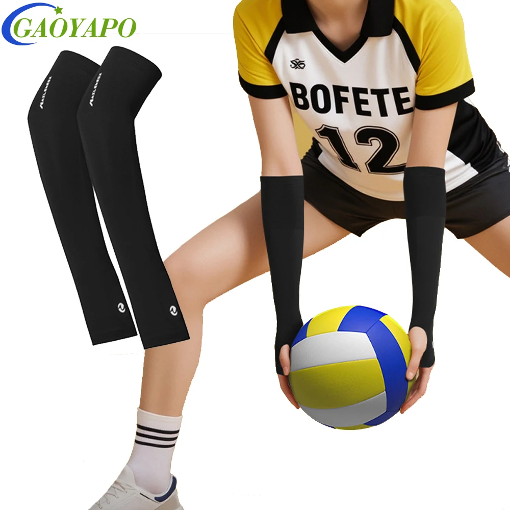GAOYAPO 1Pair Sports Volleyball Arm Sleeves for Girls Passing Forearm Sleeves with Protection Pads and Thumbhole for Youth Gym