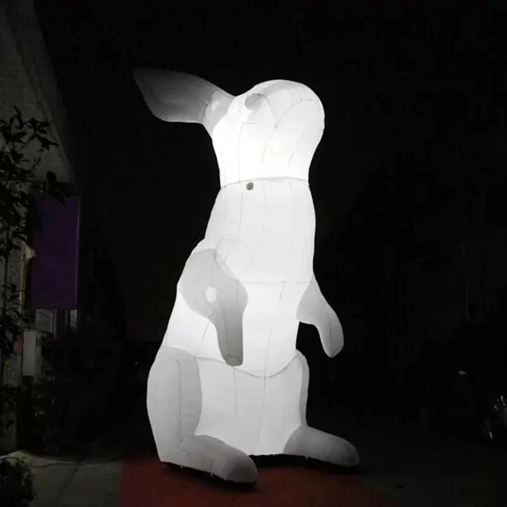 Promotion Outdoor Home Lawn White Giant Inflatable Easter Bunny With Led Lights Large Rabbit Animal Model For Holiday Decoration