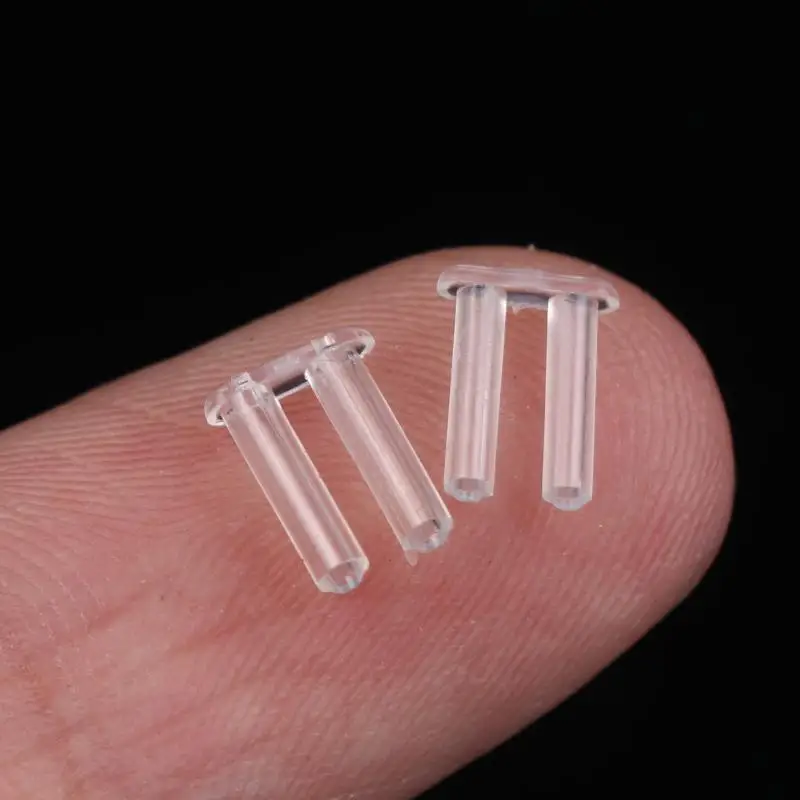 B*New 100pcs  Rimless Glasses Double Rubber Plug Lock Bushings Eyeglasses Plastic Double Bushing Pins Repair Eyewear Accessories