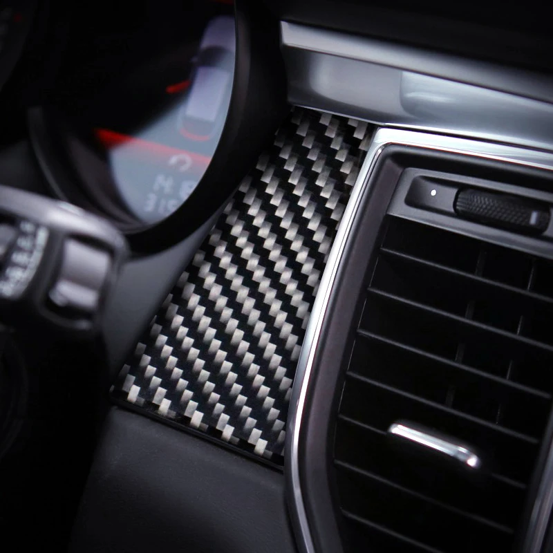 Car Styling For Porsche macan 2014-20 Carbon fiber Center Console Air outlet Dashboard Covers Stickers Interior Auto Accessories - Image 2