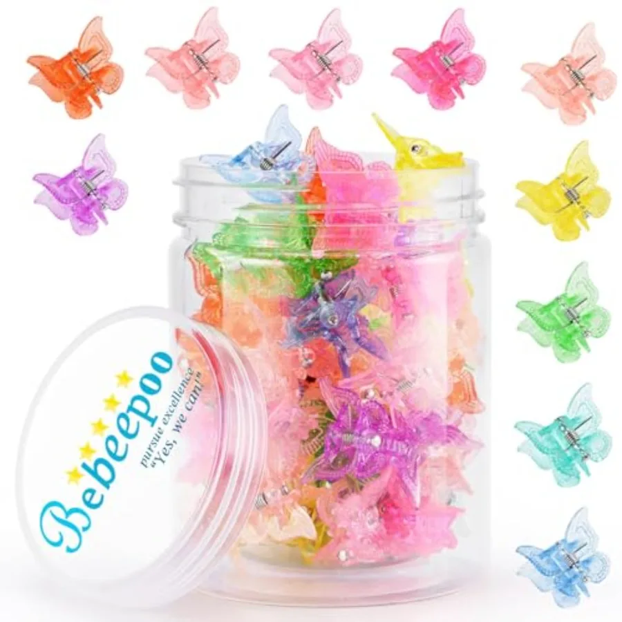 

Mini butterfly hair claw clips for daily styling, acrylic glitter material, multicolor sparkle finish, lightweight and secure g