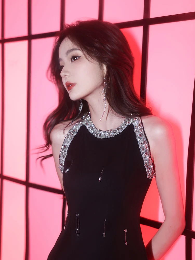 

Элегантное вечернее платье Bla Sexy Dr Par для женщин, с бриллиантовой отделкой, на день рождения, с завышенной талией, короткая юбка