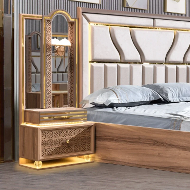 A Wholesale Classic Wood Frame  King Size Bed Room Set Double Modern Luxury Wooden Mdf Luxury Home Furniture Bedroom Sets view 4