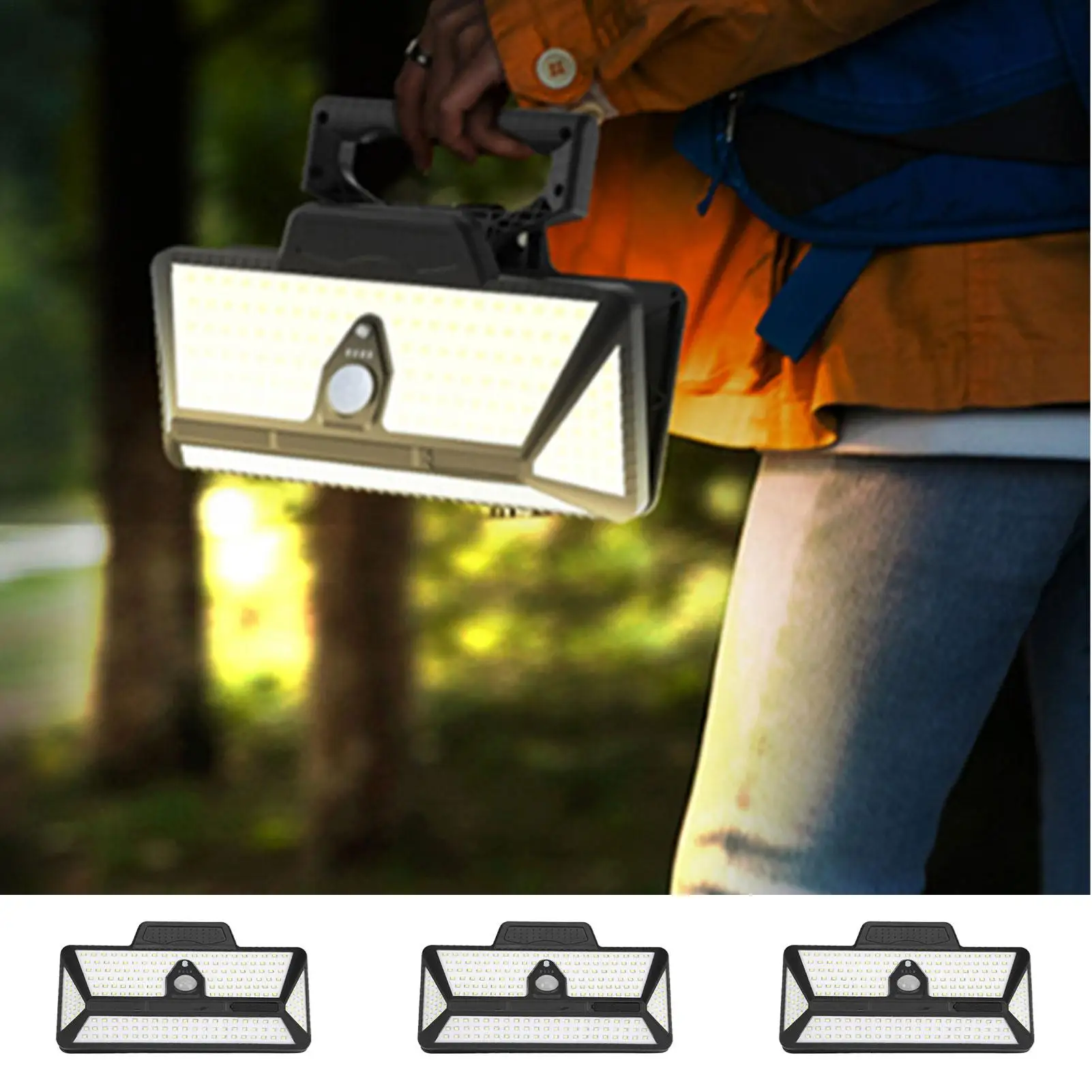 Solar Lights For Outside IP44 Waterproof Sensing Lamp 208 LED Solar Powered Light With 3 Color Modes For House Parking Lot
